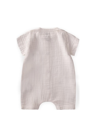 Cigit Zebra Nakışlı Müslin Şort Tulum 0-3 Yaş Ekru Ekru