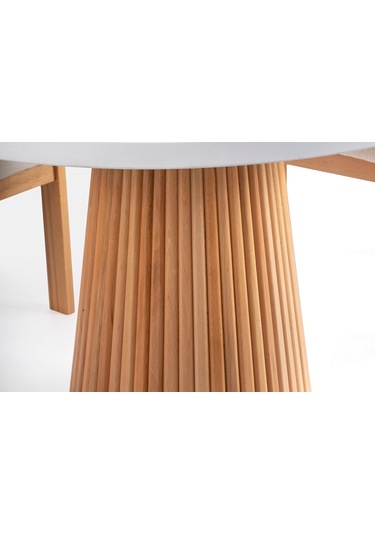 Milas Natural Ahşap Bohem Yemek Masası 130x130 Naturel - Beyaz