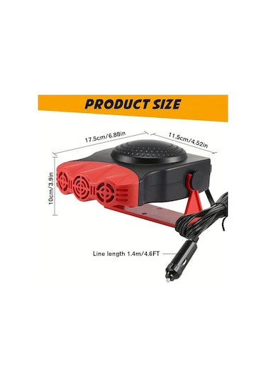 Boatshop1 Siyah 12v 150w Soguk Ve Sicak 2si 1 Arada Donerli Portatif Araba Isitici Fan Yaglik Cozucu Tutacakli