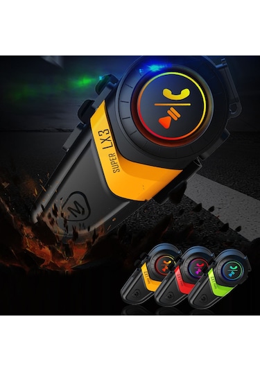 Hallow Super LX3 Bluetooth 5.0 Motosiklet İnterkom Sarı