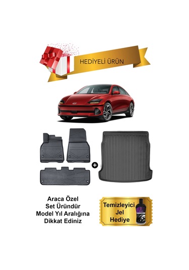 Hyundai İoniq 6 Elektrikli 2022 Sonrası 3d Havuzlu Paspas Ve Bagaj Havuzu Set Hediyeli