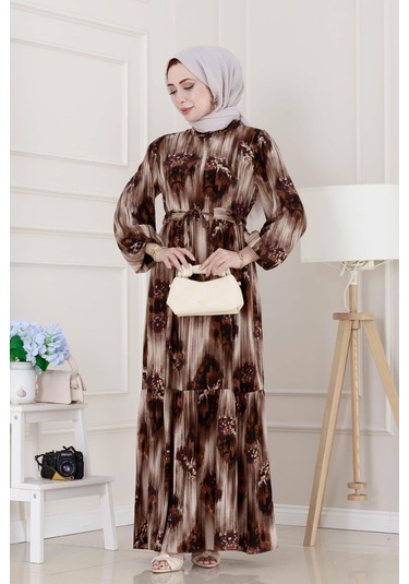 Beli Tünelli Hera Viscon Elbise-bej-5312 Bej