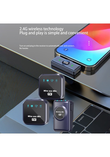 Xindoker 2.4g Kablosuz Mikrofon Seti - 50m Menzilli, Gürültü Önleyici, Şarj Kılıflı, Type-c Uyumlu