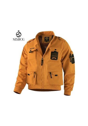Açık Hava Su Geçirmez Çok Cepli Büyük Boy Erkek Ceketi Sarı