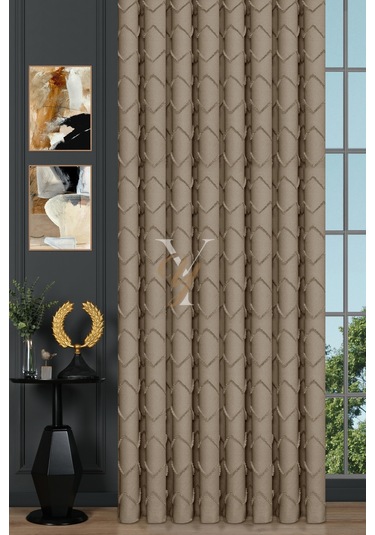 Jakar Kesme Fon Perde Ezgi V-6002 Krem Krem