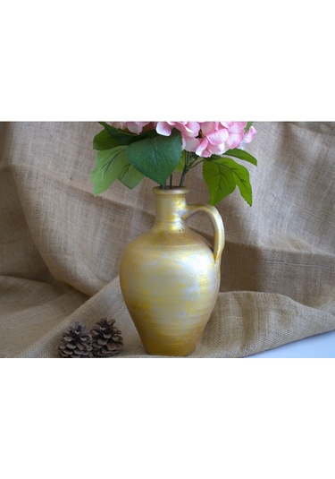 Gold Çömlek Vazo Toprak Vazo Dekoratif Vazo Kuru Çiçeklik Vazo
