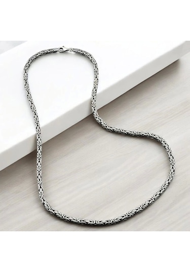 İpek Silver 925 Ayar Gümüş Kare Kral Zincir 3 Mm