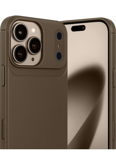 İphone Uyumlu 17 Pro Max Kılıf Focus Carbon Silikon Kapak Kahverengi