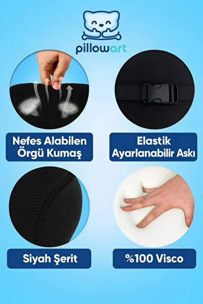 Ergonomik Ofis Sandalye Minderi Seti Bel, Boyun Ve Oturma Desteği 3'lü Set Siyah