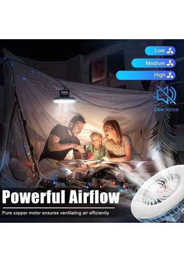 Pazly Mini Kamp Işığı Ve Fan, Usb Şarjlı Acil Durum Işığı, Kamp Çadır Işığı, Mavi Mavi