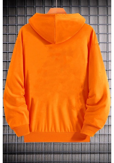 Unisex Metalica Baskılı Oversize Sweatshirt Turuncu