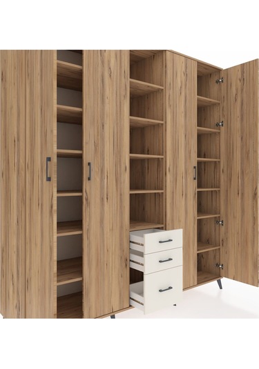 Kronos Dolap 17 Raflı 3 Çekmeceli 4 Kapaklı 220x59x243 Çam-çam/aytaşı Atlas Çam/aytası