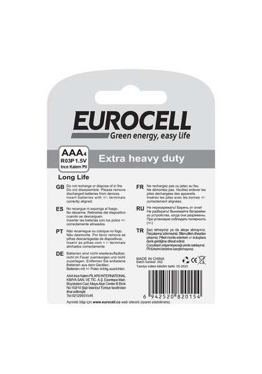 Eurocell- Aaa4 R03p 1.5 V İnce Kalem Pil