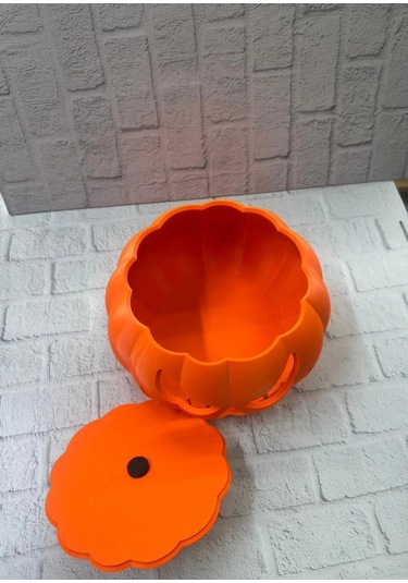 Bfs 21 Cm Kapaklı Balkabağı Kutu Konsept Dekor Şeker Saklama Kabı