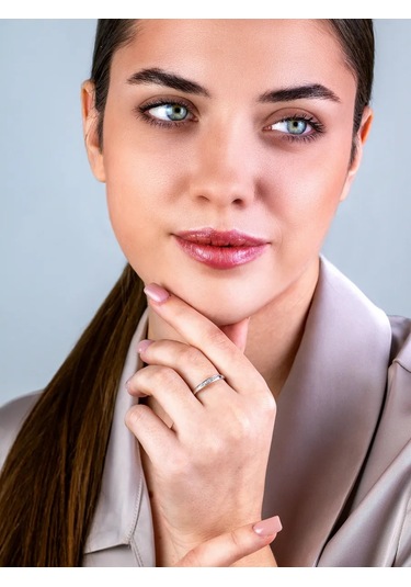 Torgovyj Dom Uvelir Holding Tılsımlı Taşlı Gümüş Çift Nişan Yüzüğü 140973374 Gri