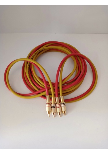 El Yapımı Rca Kablosu %100 Bakır Amfi Ses Aktarım Kablosu Sarı K - 5 Metre