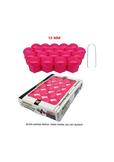 Bijon Kapağı Düz 19 Mm Pembe 20 Li Set