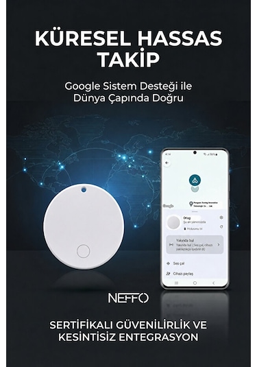 Android & Apple iOS Uyumlu Smart Tag Google Akıllı Takip Cihazı - Android Ve Apple iOS Uyumludur