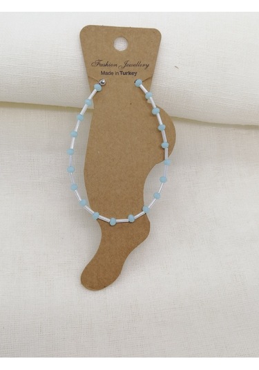 Glamglamour Mavi Beyaz Boncuk Kadın Halhal