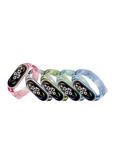 Wozlo Xiaomi Mi Band 7 Silikon Kordon Kayış Şeffaf Kamuflaj Desen - Gri