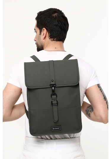 İcone Bag Icone Mat Suni Deri Kanca Kapamalı Sırt Çantası Gri