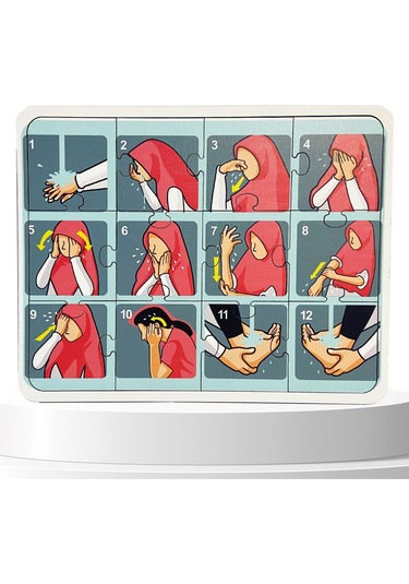 Eğitici Eğlenceli Renkli Abdest Ve Namaz Puzzle Kız Çocuklar Için Ikili Oyuncak Seti