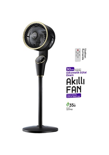 Zarif Tasarım 90cm Ayarlanabilir 3 Boy Dokunmatik Dijital Ekranlı Uzaktan Kumandalı Akıllı Fan