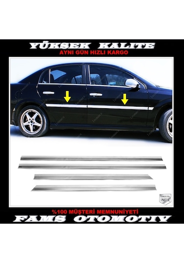 Opel Vectra C Krom Yan Kapı Çıtası 4 Prç P.çelik 2002 ve Üzeri