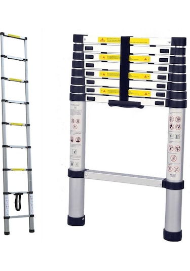 Teleskopik Merdiven 2,9 Mt Aluminyum 10 Basamaklı