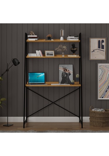 Metal Kitaplıklı Çalışma Masası-metalkçm01-petra Petra