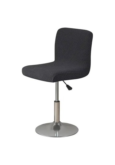 Elastik T Şekilli Jakarlı Sandalye Kılıfı Ev Tipi Kanepe Koruyucu Kılıf Otel Ziyafet Yemek Küçük Boy Sandalye Kılıfı Düz Renk Siyah