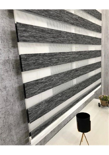 Bambu Raks Koyu Gri Zebra Perde Koyu Gri