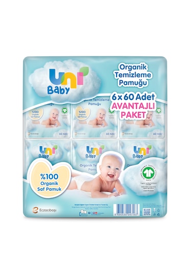 Uni Baby Bebek Temizleme Pamuğu 6 x 60'lı