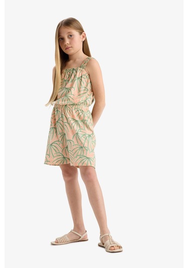 Defacto Kız Çocuk Desenli Askılı Tulum B4814a825hsog189 Turuncu