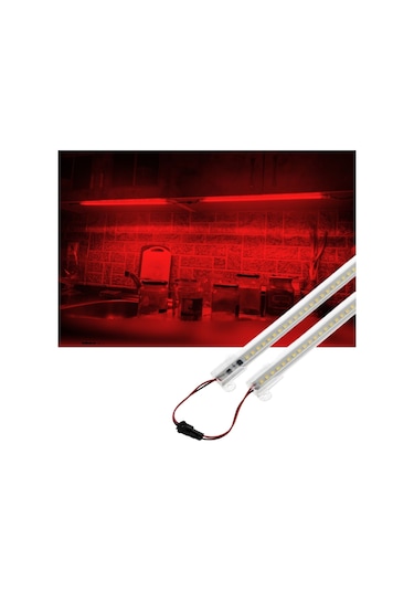 2 Adet 50 Cm 220v Şeffaf Çubuk Bar Led Kırmızı Işık Sb-6554