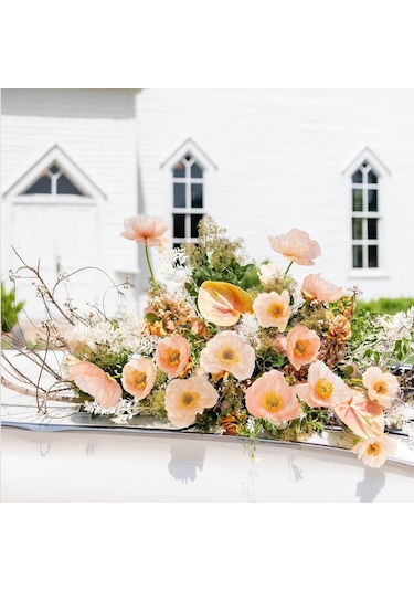 Yapay Çiçek Gelincik Çiçeği Yavruağzı Renk 3 Çiçek 1 Tomurcuk 59cm