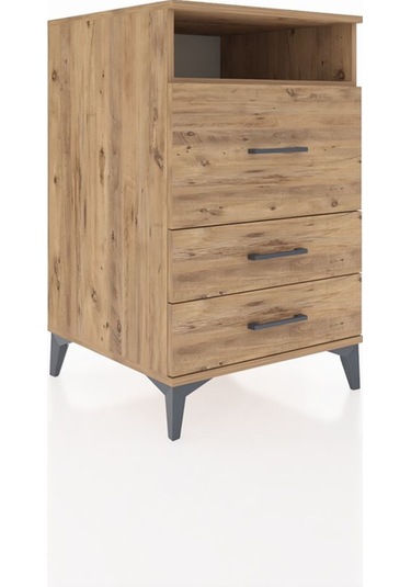 Kronos Komodin Tek Raflı 3 Çekmeceli 60x59x96 Çam-çam Çam