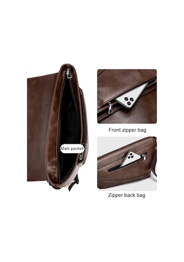 Sones Weıxıer D515 Erkek Çapraz Askılı Tek Omuz Çantası Büyük Kapasiteli Su Geçirmez Haberci Sırt Çantası Kahverengi