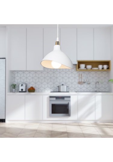 Handel Mika Tekli Tavan Sarkıt Avize Beyaz Renk Mutfak Hol Cafe İşletme Avize Beyaz