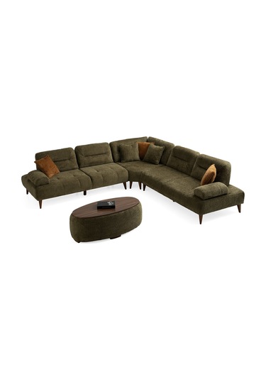Riva Ahşap Ayaklı Köşe Takımı Yeşil