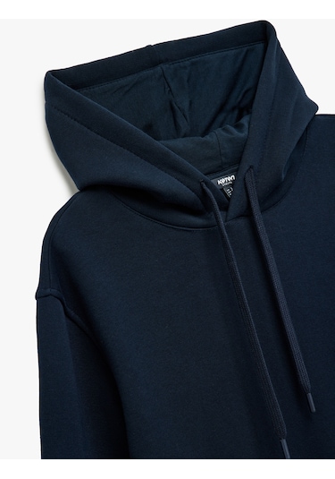 Koton Şardonlu Uzun Kollu Basic Kapşonlu Sweatshirt Lacivert 6wam70015mk Lacivert