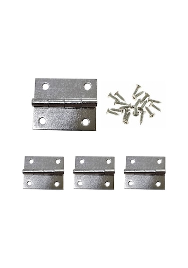 4 Adet Klasik Menteşe Nikel ve Vidaları 20x25 mm Kutu ve Sandık Menteşesi Hobi Maket