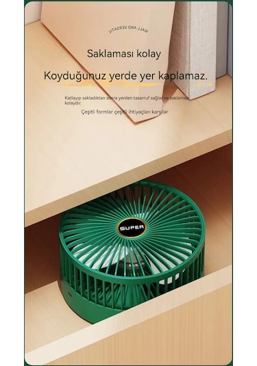 Eternal Luck Sessiz Teleskopik Katlanır Küçük Fan Beyaz