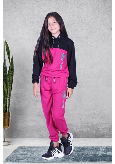 Fyk Kids Snow Fashıon Baskılı Kız Eşofman Takımı Fuşya