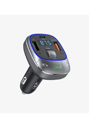 Linktech Fm Transmitter - Linktech Gf17 Premium 48w Üç Girişli 5.0 Bluetooth Fm Transmitter - Rgb Ça