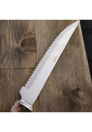 Nehir Yağız 23 Cm Steak Biftek Et Bıçağı Tekli Çelik Bıçak Gümüş