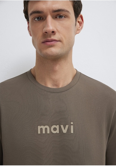 Mavi - Mavi Logo Baskılı Kahverengi Tişört 0612732-83866 Kahverengi