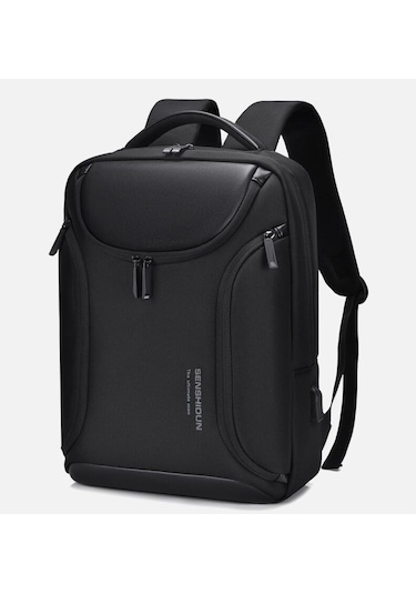 Senshidun-740 Çok Amaçlı Usb Şarj Portlu 16" Laptop Sırt Çantası Siyah