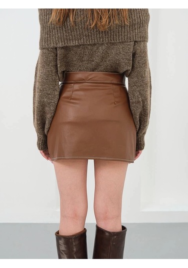 Kontrast Deri Etek Kahve W260015 Kahve