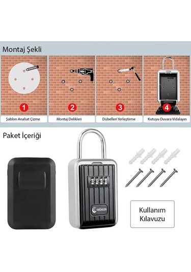 Mühlen Safe Key 7 Şifreli Çelik Kasa Anahtar Kasası Kutusu Anahta